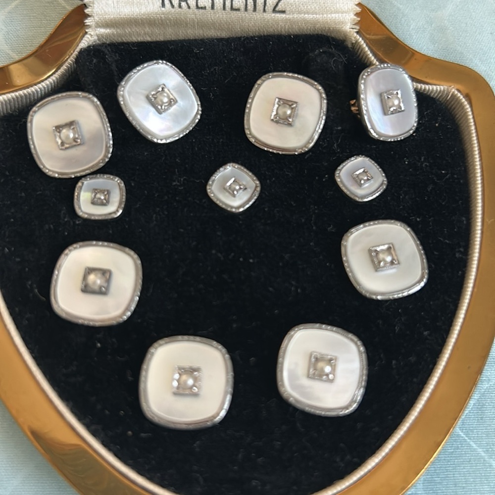 Vintage Krementz Gold and Silver Tuxedo Cufflinks and Studs Set